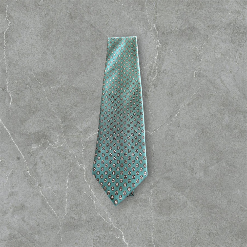Angelo Bosani‎ Designer Necktie 100% Silk Made in Italy Teal Brown Men's Tie
